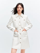 Women's White Tweed Fake Two-piece Mini Dress